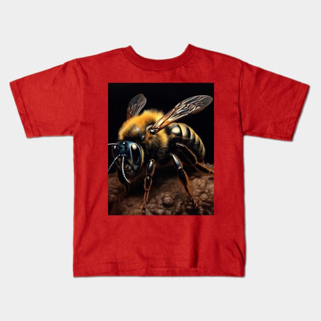 Oil paint, Hyperrealism, Amazing Zoo Bee Kids T-Shirt by ABART BY ALEXST 